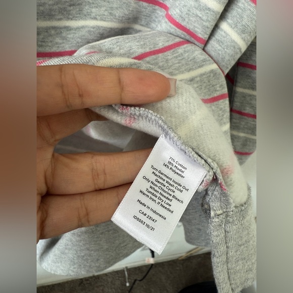 Talbots Gray Sweater with Pink Stripes - Picture 4 of 6